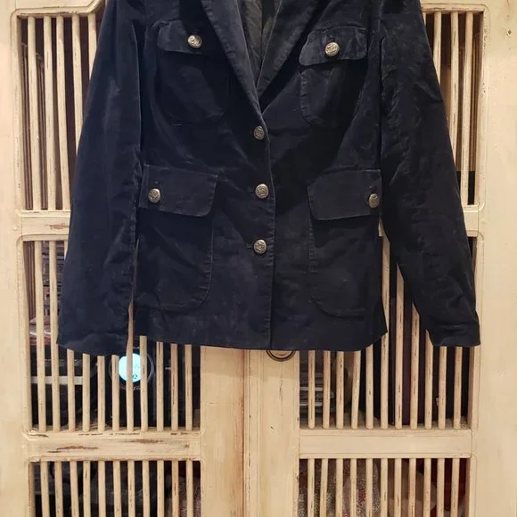 London Jean Black Velvet blazer with bronze buttons - Picture 3 of 15